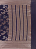 Navy Blue Floral Woven Banarasi Silk Saree with Zari Border