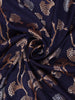 Navy Blue Floral Woven Banarasi Silk Saree with Zari Border