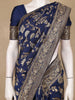 Navy Blue Floral Woven Design Banarasi Silk Saree