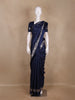 Navy Blue Floral Woven Design Pure Banarasi Saree