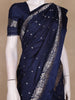 Navy Blue Floral Woven Design Pure Banarasi Saree