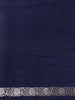 Navy Blue Floral Woven Design Pure Banarasi Saree