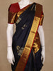 Navy Blue Floral Woven Design Pure Kanchipuram Silk Saree
