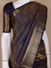 Navy Blue Floral Woven Pure Kanchipuram Silk Saree With Zari Border