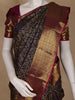 Navy Blue Floral Woven Pure Kanchipuram Silk Saree With Zari Border