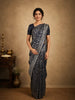 Navy Blue Floral Zari Woven Design Pure Banarasi Silk Saree with Zari Border