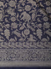 Navy Blue Floral Zari Woven Design Pure Banarasi Silk Saree with Zari Border