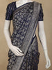 Navy Blue Floral Zari Woven Design Pure Banarasi Silk Saree with Zari Border