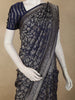 Navy Blue Floral Zari Woven Design Pure Banarasi Silk Saree with Zari Border