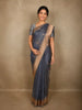 Navy Blue Floral Zari Woven Design Tissue Designer Saree with Zari Border