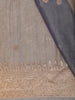 Navy Blue Floral Zari Woven Design Tissue Designer Saree with Zari Border