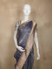 Navy Blue Floral Zari Woven Design Tissue Designer Saree with Zari Border