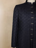 Navy Blue Geometric Design Polyester Sherwani Set