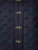 Navy Blue Geometric Design Polyester Sherwani Set