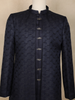 Navy Blue Geometric Design Polyester Sherwani Set