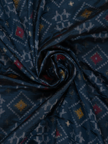 Navy Blue Geometric Diamond Designed Soft Silk Saree - Diadem