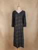 Navy Blue Geometric Floral Printed Rayon Kurti