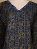 Navy Blue Geometric Floral Printed Rayon Kurti