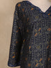 Navy Blue Geometric Floral Printed Rayon Kurti