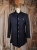 Navy Blue Geometric Textured Embroidered Indo-Western Polyester Sherwani for Men