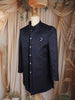 Navy Blue Geometric Textured Embroidered Indo-Western Polyester Sherwani for Men
