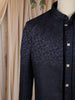 Navy Blue Geometric Textured Embroidered Indo-Western Polyester Sherwani for Men