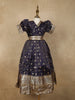 Navy Blue Gold Butta Woven Design Banarasi Party Wear Kids Gown