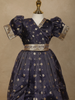 Navy Blue Gold Butta Woven Design Banarasi Party Wear Kids Gown
