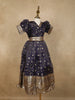 Navy Blue Gold Butta Woven Design Banarasi Party Wear Kids Gown