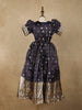 Navy Blue Gold Butta Woven Design Banarasi Party Wear Kids Gown