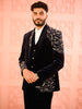 Navy Blue Heavy Beads Embroidered Design Velvet Men's Suit with Matching Pant