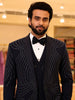 Navy Blue Heavy Beads Embroidered Design Viscose Men's Wedding Suit with Matching Pant