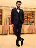 Navy Blue Heavy Beads Embroidered Design Viscose Men's Wedding Suit with Matching Pant
