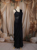 Navy Blue Heavy Kartana Embroidered Design Georgette Indo Western Ready To Wear Saree