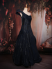 Navy Blue Heavy Sequins Design Satin Party Wear Gown