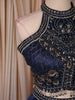 Navy Blue Heavy Sequins Embroidered Design Satin Party Wear Lehenga with Net Dupatta