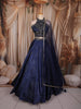 Navy Blue Heavy Sequins Embroidered Design Satin Party Wear Lehenga with Net Dupatta