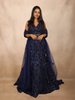 Navy Blue Heavy Sequins and Beads Embroidered Design Mermaid Net Lehenga With Dupatta