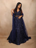 Navy Blue Heavy Sequins and Beads Embroidered Design Mermaid Net Lehenga With Dupatta