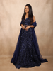 Navy Blue Heavy Sequins and Beads Embroidered Design Mermaid Net Lehenga With Dupatta