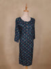 Navy Blue Ikat Printed Cotton Straight Cut Kurti