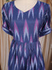 Navy Blue Ikat Printed Design Cotton Kurti