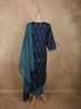 Navy Blue Ikat Printed Design Cotton Salwar Suit with Dupatta