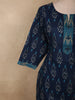 Navy Blue Ikat Printed Design Cotton Salwar Suit with Dupatta