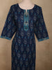 Navy Blue Ikat Printed Design Cotton Salwar Suit with Dupatta