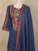 Navy Blue Kashmiri Style Floral Embroidered Cotton Salwar Suit with Dupatta
