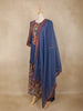 Navy Blue Kashmiri Style Floral Embroidered Cotton Salwar Suit with Dupatta