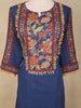 Navy Blue Kashmiri Style Floral Embroidered Cotton Salwar Suit with Dupatta