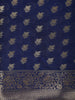 Navy Blue Leaf Butta Design Chiffon Saree