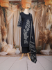 Navy Blue Leaf Embroidered Cotton Salwar Suit with Dupatta